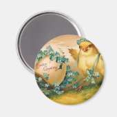 Vintages Niedliches Hühnchen mit Ostereier-Beförde Magnet (Vorderseite/Rückseite)