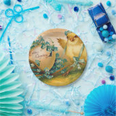 Vintages Niedliches Hühnchen mit Ostereier-Beförde Pappteller (Party)