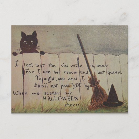 Vintages Niedliches Katzenpinking Halloween Postka Postkarte (Vorderseite)
