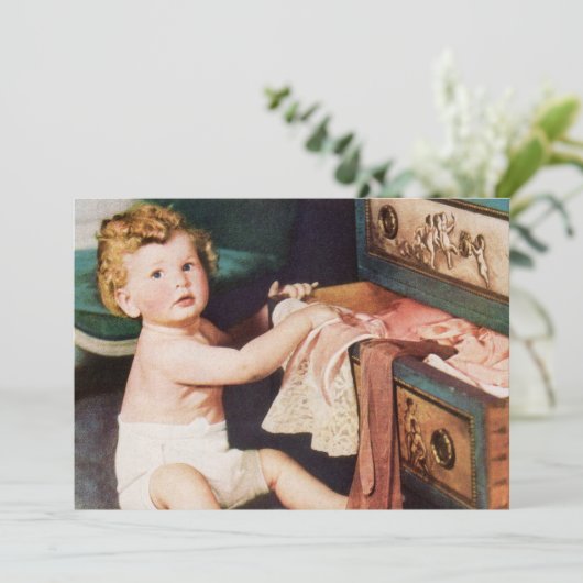 Vintages Niedliches Kleinkind mit Kleiderschrank (Stehend Vorderseite)