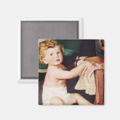 Vintages Niedliches Kleinkind mit Kleiderschrank Magnet (Vorderseite/Rückseite)