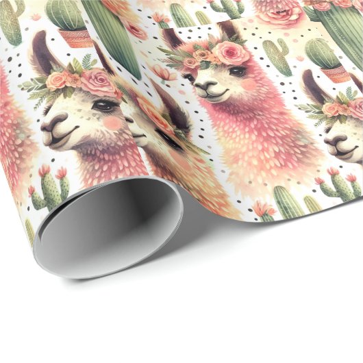Vintages Niedliches Llama Geschenkpapier (Rolleneckpunkt)