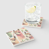 Vintages Niedliches Llama Steinuntersetzer (Seitenansicht)