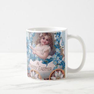 Vintages Niedliches Mädchen in Ostereier Beförderu Kaffeetasse