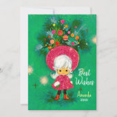 Vintages niedliches Mädchen Weihnachten Neujahr Gr (Vorderseite)