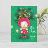 Vintages niedliches Mädchen Weihnachten Neujahr Gr (Stehend Vorderseite)