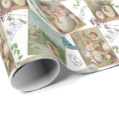 Vintages niedliches Ostergemischtmuster Jungen Ei Geschenkpapier (Rolleneckpunkt)