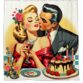 Vintages Niedliches Paar Duschvorhang (Vorderseite)