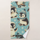 Vintages Niedliches Pinguin-Muster Badehandtuch (Badehandtuch)