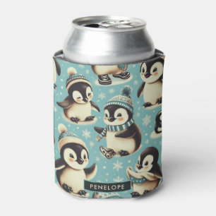 Vintages Niedliches Pinguin-Muster Dosenkühler