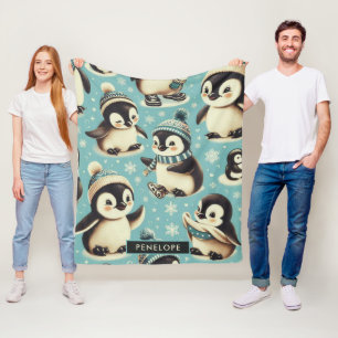 Vintages Niedliches Pinguin-Muster Fleecedecke