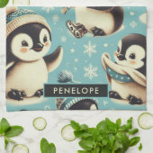 Vintages Niedliches Pinguin-Muster Geschirrtuch (Gefaltet)