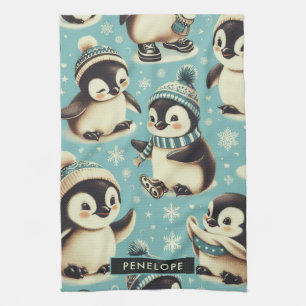 Vintages Niedliches Pinguin-Muster Geschirrtuch
