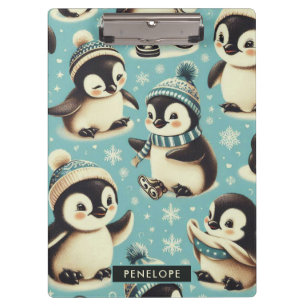 Vintages Niedliches Pinguin-Muster Klemmbrett