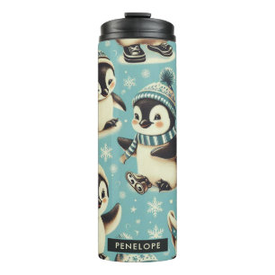 Vintages Niedliches Pinguin-Muster Thermosbecher