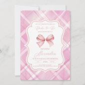 Vintages Niedliches Rosa-Bow-Brautparty Einladung (Vorderseite)