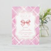 Vintages Niedliches Rosa-Bow-Brautparty Einladung (Stehend Vorderseite)