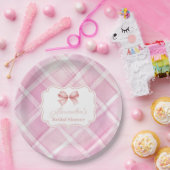 Vintages Niedliches Rosa-Bow-Brautparty Pappteller (Party)