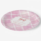 Vintages Niedliches Rosa-Bow-Brautparty Pappteller (Schrägansicht)