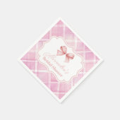 Vintages Niedliches Rosa-Bow-Brautparty Serviette (Ecke)