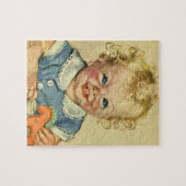 Vintages Niedliches skandinavisches Kind mit Curle Puzzle (Horizontal)