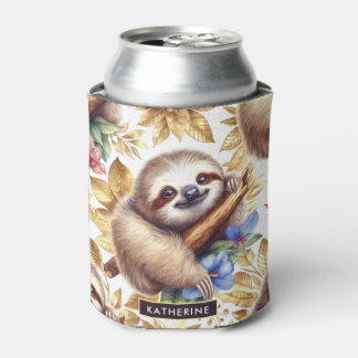 Vintages Niedliches Sloth-Muster Dosenkühler