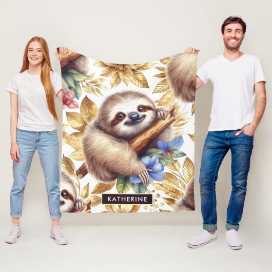 Vintages Niedliches Sloth-Muster Fleecedecke (Beispiel)