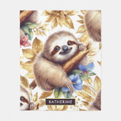Vintages Niedliches Sloth-Muster Fleecedecke (Vorderseite)