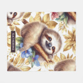Vintages Niedliches Sloth-Muster Fleecedecke (Vorderseite (Horizontal))