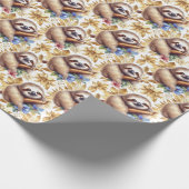 Vintages Niedliches Sloth-Muster Geschenkpapier (Ecke)