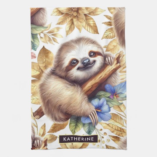 Vintages Niedliches Sloth-Muster Geschirrtuch (Vertikal)