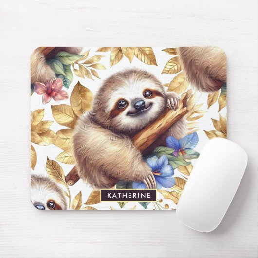 Vintages Niedliches Sloth-Muster Mousepad (Mit Mouse)