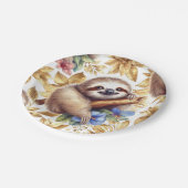 Vintages Niedliches Sloth-Muster Pappteller (Schrägansicht)