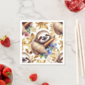 Vintages Niedliches Sloth-Muster Serviette (Beispiel)