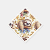 Vintages Niedliches Sloth-Muster Serviette (Ecke)