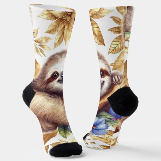 Vintages Niedliches Sloth-Muster Socken (Gewinkelt)