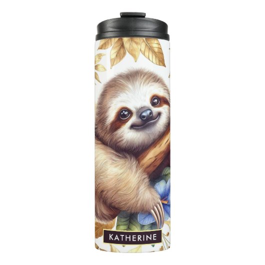 Vintages Niedliches Sloth-Muster Thermosbecher (Vorderseite)