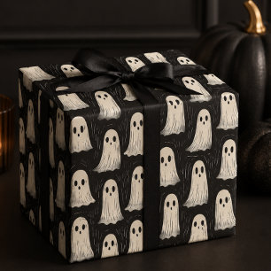 Vintages Niedliches Spooky Ghosts Halloween Paper Geschenkpapier Set