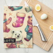 Vintages Niedliches Teddybärmuster Geschirrtuch (Viertel Falte)