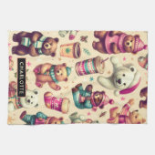 Vintages Niedliches Teddybärmuster Geschirrtuch (Horizontal)