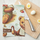 Vintages Niedliches Teddybärmuster Geschirrtuch (Viertel Falte)