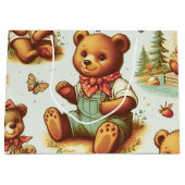 Vintages Niedliches Teddybärmuster Große Geschenktüte (Vorderseite)