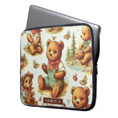 Vintages Niedliches Teddybärmuster Laptopschutzhülle (Vorderseite Links)