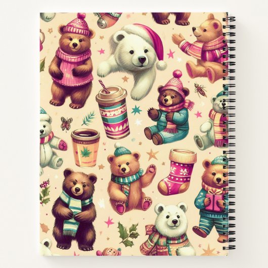 Vintages Niedliches Teddybärmuster Notizblock (Rückseite)