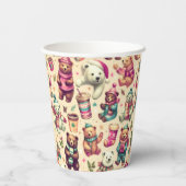 Vintages Niedliches Teddybärmuster Pappbecher (Rückseite)