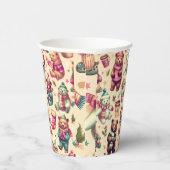 Vintages Niedliches Teddybärmuster Pappbecher (Rechts)