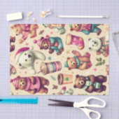 Vintages Niedliches Teddybärmuster Seidenpapier (Handwerk)