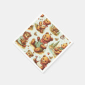 Vintages Niedliches Teddybärmuster Serviette (Ecke)