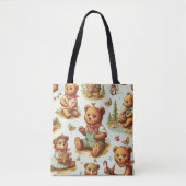 Vintages Niedliches Teddybärmuster Tasche (Vorderseite)