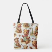 Vintages Niedliches Teddybärmuster Tasche (Rückseite)